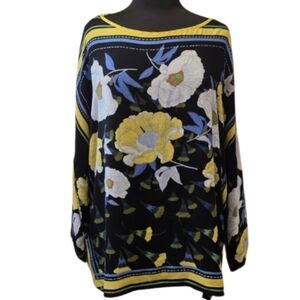 Studio JPR 3X Bohemian Boxy Blouse Floral Hippie Artsy Art Teacher Lagenlook